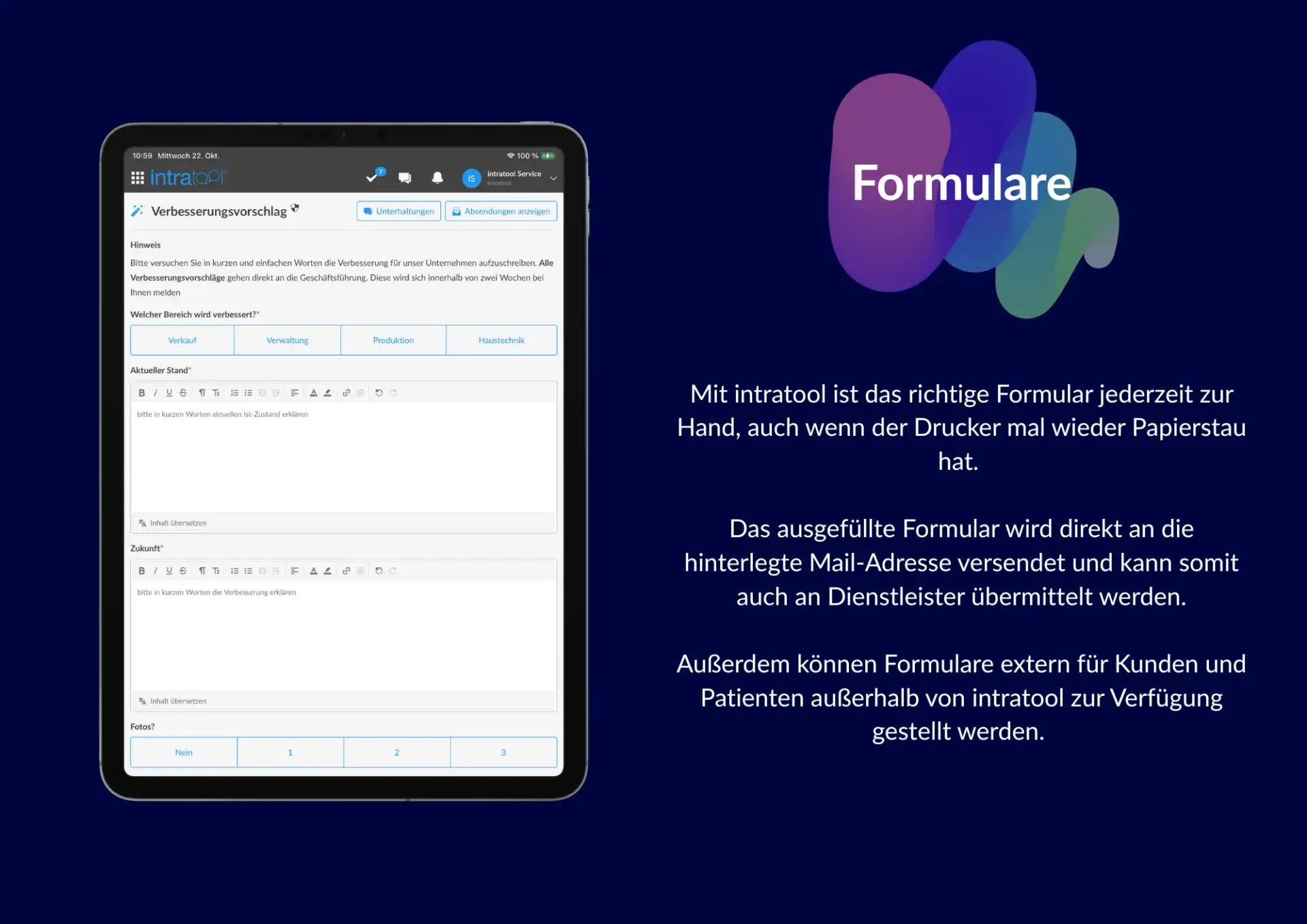 Input aus dem Team ohne Umwege. Formulare digital statt Papierfriedhof